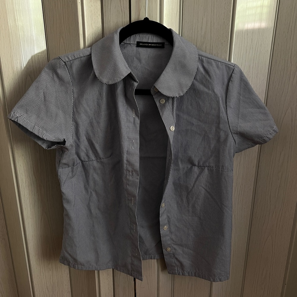 Pinstripe short sleeve button up